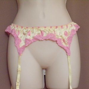 Playboy Intimates Yellow and Pink Gartner Belt Size M
